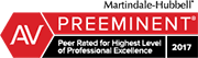 Martindale-Hibbell|Preeminent|Peer Rated for highest level of Professional Excellence 2017