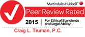 Martindale-Hubbell | AV Peer Review Rated | 2015 | For Ethical Standards and Legal Ability | Craig L. Truman, P.C.